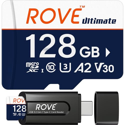 ROVE Ultimate Micro SD Card microSDXC 128GB Memory Card with USB 3.2 Type C Card Reader 170MB/s C10, U3, V30, 4K, A2 for Dash Cam, Android Smart Phones, Tablets, Games