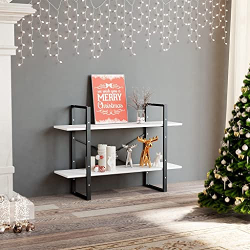 WIFESE Bücherregal 100x30x70 cm 2 Fächer Holzregal Standregal Raumteiler Bookshelf Aufbewahrungsregal Lagerregal Aktenregal Industrie Style Regal für Wohnzimmer Büro Holzwerkstoff Weiß
