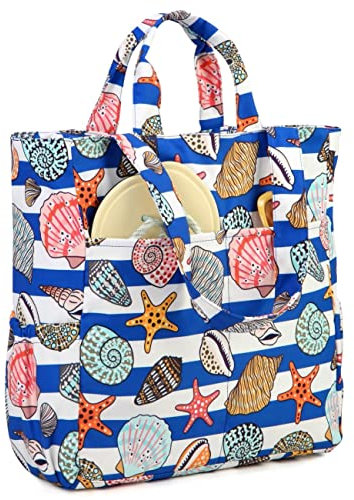 VASCHY Große Strandtasche, Strandtasche, Reisetasche, Strandtasche, große Umhängetasche zum Einkaufen, Sommer-Umhängetasche, Muschel, Large