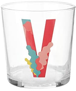 KASANOVA Bicchiere acqua con lettera V in vetro rosso Acqua,Tavola
