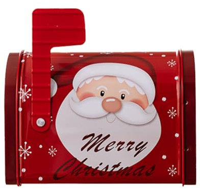 Buzón de Navidad con diseño de Papá Noel, caja de regalo de hojalata, lata de galletas de Navidad para regalo, contenedores vacíos de dulces, cajas de intercambio de aperitivos, recuerdos de fiesta