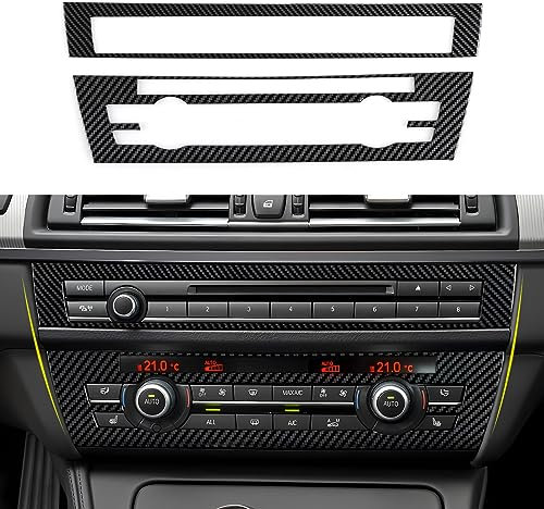 2PCS Auto CD Panel Trim Center Console Cover ABS Kohlefaser Aufkleber Decal Kompatibel mit BMW 5er F10 F11 2011 2012 2013 2014 2015 2016 Zubehör