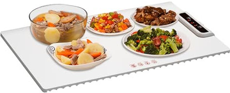 Bandeja de calefacción | Calentador de plato eléctrico | Bandeja térmica para alimentos | Alfombrilla de calefacción plegable de silicona, temperatura ajustable | Bandeja calefactora eléctrica para