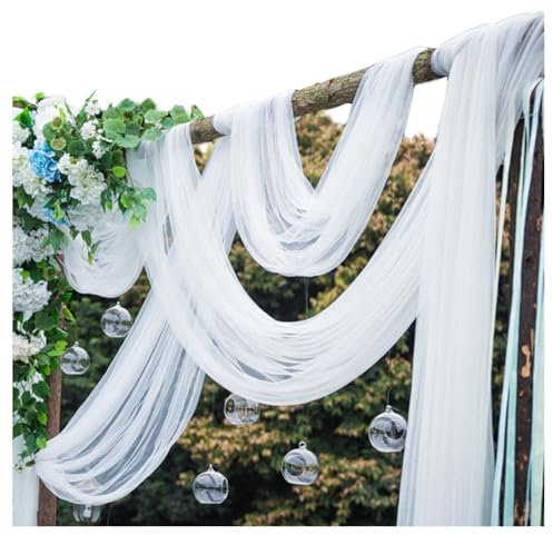 Pmnzdy Weiß Tüllstoff 160×800cm Organza Stoff Tüll Dekostoff Dekoband Transparent Stuhl deko Tischläufer Tüllnetz Tüllband Mesh Deko Stoffe für Hochzeit Party Geschenke Basteln Dekoration
