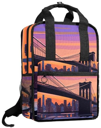 TFCOCFT Reiserucksack, Arbeitsrucksack, Brooklyn Bridge, Rucksack, L7w9pt72yscbjf, 14x10.2x4.7 in, Tagesrucksäcke
