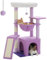 PAWZ Road Árbol para gatos de interior con condominio grande, 1 tabla de sisal, 3 postes rascadores, torre rascadora para gatos con hamaca grande y perca, 90 cm, color morado