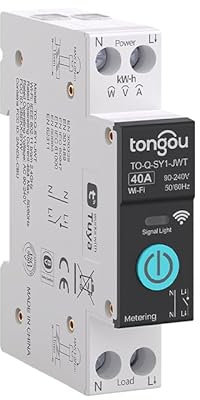TONGOU DIY 1P+N Hutschriene WiFi Smart Switch|40A WLAN Intelligenter Relais Switch|iOS Android App|TUYA/Smart Life App Remote |para Smart Home|Con Metraje|Control por voz y cronometraje