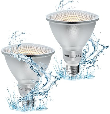 EACLL IP65 PAR30 E27 LED Warmweiss 15W Ersetzt 120W Halogen Glühlampe, 2er-Pack. 1600lm 2700K Leuchtmittel, AC 230V Flimmerfrei Energiesparlampen, Lichtwinkel 60° Spot Birnen, Nicht Dimmbar φ95x132mm