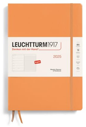 LEUCHTTURM1917 370641 Wochenkalender & Notizbuch Composition (B5) 2025, Apricot, Englisch