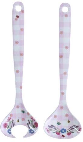 Overbeck and Friends - Salatbesteck - Viola, rosa/weiß kariert, geblümt