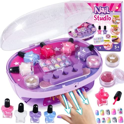 Tacobear Nagelstudio Kinder Mädchen Geschenke 6 7 8 9 10 Jahre Nageltrockner Peel Off Nagellack Press On Nagelsticker Nageldesign Nagelset Maniküre Set Kinder Mädchen Geburtstag Geschenk für Mädchen