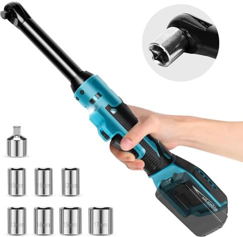 Chiave a cricchetto a batteria 3/8 per Makita 18 V, 80 Nm, set elettrico con 7 prese + adattatore da 3/8 a 1/4 (senza batteria)