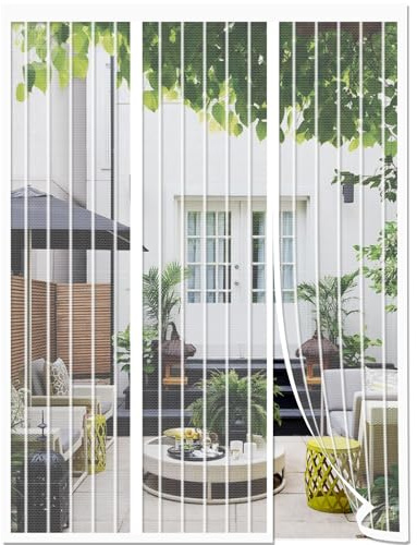 Zanzariera Porta Finestra, Zanzariera Magnetica, Doppia Apertura Laterale Tenda Zanzariere Magnetiche, per Bambini e Animali Domestici, per Porte Finestre Scorrevole Balcone (Bianco,240x210cm)
