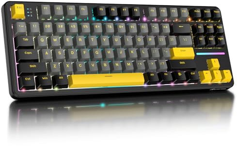 ATTACK SHARK X87 80% Teclado mecánico inalámbrico para Juegos, BT5.0/2.4G/USB-C, Hot-Swap Gasket, iluminación RGB, batería de 4000mAh, Interruptor Lineal prelubricado, tecla PBT para PC/Mac-Negro