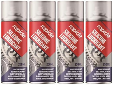 DIOXSTAR Silicone Lubricant Spray, High Performance, Fast Drying, Safe to Use on Metal, Rubber, Wood, Vinyl and Wood, Multi-Purpose, Reduce Friction, 250ml (4 PCS)