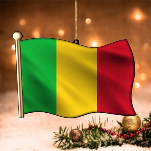 Swavecat 2D 2-seitiger Druck Acryl Ornament Mali Acryl Weihnachten Ornament Mali Flagge Landflaggen Ornament für Weihnachtsbaum Dekor 10,2 cm Weihnachtsdekoration für Baum Neujahr Geschenk