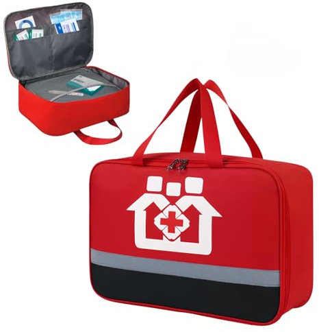 Trousse de Premier Secours Vide, 36x25x13 cm Sac de Premiers Secours Rouge Étanche, Sac D'urgence de Grande Capacité, Sac de Rangement de Médicaments, Trousse de Médecine pour Maison Voyage Randonnée