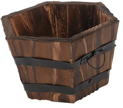 Kisangel Pot pour Plantes Bois Carbonisé Pot De Fleurs Rétro pour Bonsaï Décoration De Jardin Créative