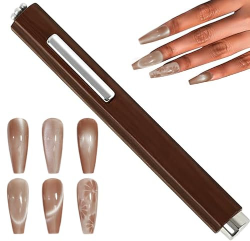 Yamobi 3-in-1 Nagelmagnet für Neonail Cat Eye Nail Art,3D Gel Nail Art Magnet für Cat Eye UV Gel, Magnete Holz, Starker 3D Cat Eye Magnet Stick für Heimwerker Salon