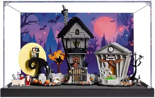 Acrylic Display Box Compatible with Lego 21351 The Nightmare Before Christmas Display Case, Dustproof Box, Storage Box, Display Box (Only Display Box) (B)