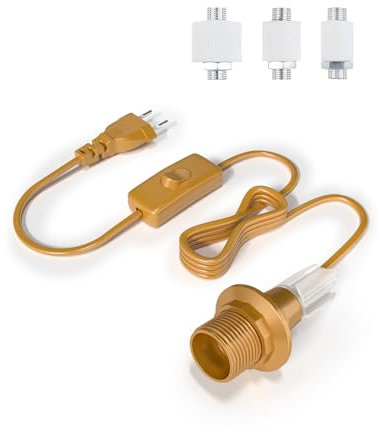 TobeBright Lampenfassung E27 Flasche für DIY Leuchte, E27 Flaschenfassung mit Schalter und Stecker, Flaschenlampen Adapter für Weinflaschen-Tischlampe, Dekorative Tischlampe, goldfarben, 1 Stück