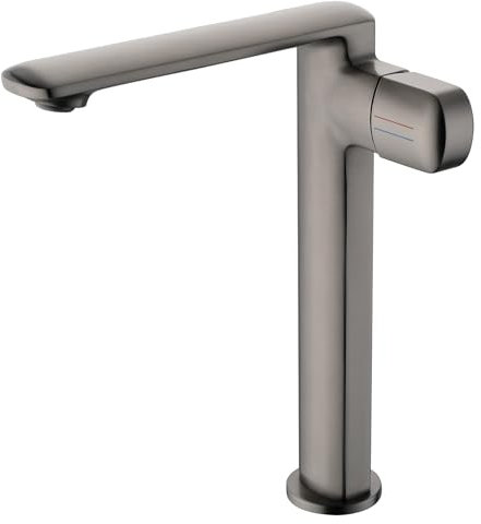 Waschtischarmatur Hoch, Grau Wasserhahn Bad Mit Auslauf HöHe 259 MM, Einhebelmischer Mischbatterie Waschbecken FüR Waschbecken Waschtisch Badezimmer, GäSte-Wc, Messing