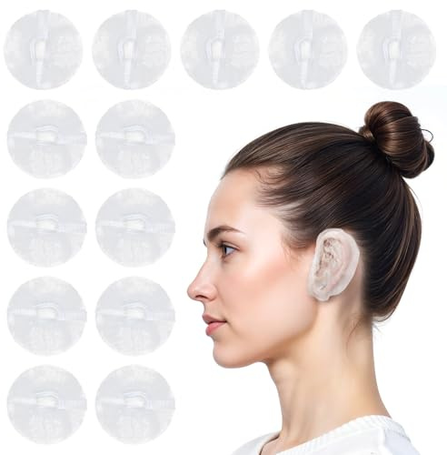 Kifmurase 400 Pieces Earmuffs for Shower, Plastic Disposable Earmuffs, Waterproof Ears, Shower Caps, Protectors for Hair Dye, Bathing, Hair Washing, Swimming, Baby Shower, Salon, Spa