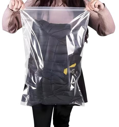 20 Large Zip Lock Bags, 40x60cm Reusable Clear Plastic Storage Bags for Clothes, Travel, Kitchen, Waterproof Sealable Bags for Home, School, Hospital