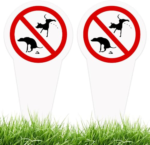 SGZIOO 2 Pièces Déjection Canine Interdite, 30 x 15 cm, Panneau Anti Crotte de Chien, Panneau Interdit Aux Chiens de Faire Caca pour Pelouse Parc Jardin, Protection UV Résistante Aux Intempéries, PVC