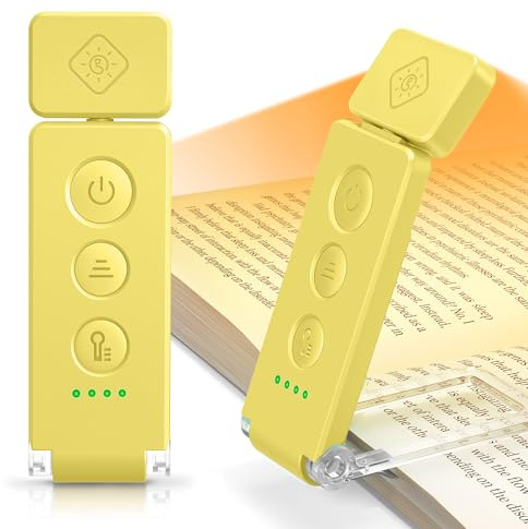 Glocusent Leselampe Buch Klemme 12 LED, Bis zu 100Std. Laufzeit, USB-C | 5 Farben & 5 Stufenlose Helligkeiten, Augenschonend Buch Klemmlampe für Buchliebhaber, Kinder Nachtlesen ins Bett
