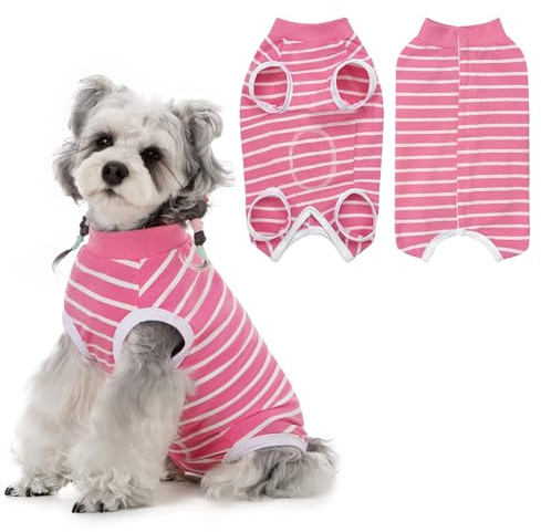 PawSailor Combinaison de convalescence chirurgicale pour chien à rayures après une chirurgie femelle, mâle, gilet de convalescence chirurgicale pour chien en coton doux, protection post-chirurgie
