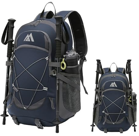 flintronic Wanderrucksack Herren Damen, Leichter 40L Trekkingrucksacke mit Reflexstreifen Rucksäck Outdoor für Radfahren, Klettern, Bergsteigen und Reisen Sport, Blau