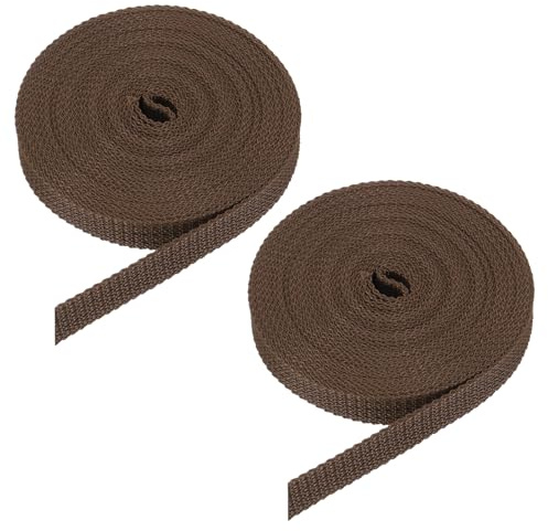 QUARKZMAN 2Pcs Correa para Persianas Enrollables 6m x 16mm Marrón | Cuerda de Reemplazo Fabricado en Polipropileno, Kits de Enrollador Atornillable de Correa Empotrado, Puertas, Ventanas