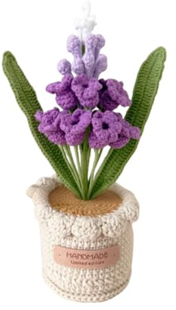 Magicherry Hyacinth Crochet Flowers Potted Plants Artificial Knitted Hyacinth Flowers Bouquet For Home Deocr And Handmade Presents For Women, Gradient Purple