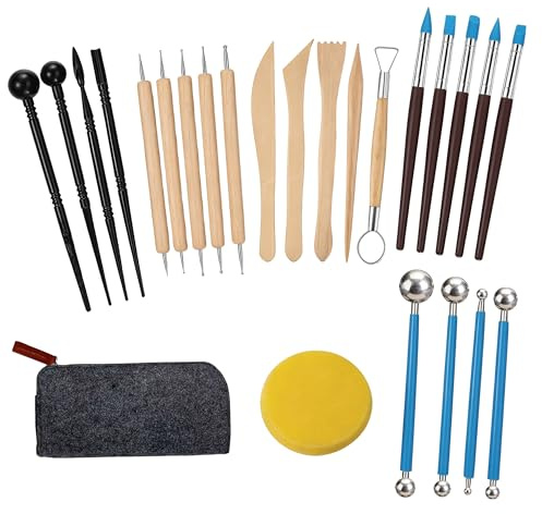 25 Stk Modelierwerkzeug Set,Modelliermasse Werkzeug, Polymer Clay Tools, Sculpting Pottery Set,Keramik Künstler Töpfer Werkzeug für Ton Zubehör,Töpferset Modelierwerkzeugset mit Aufbewahrungsbeutel