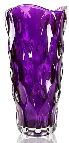 Vase, Blumenvase Groß Hohe Lila Glas Vasen für Deko | Geschenke für Frauen, Modern Glasvase Gross, Geburtstagsgeschenk Mama