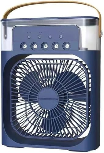Ventilador de aire acondicionado portátil 4 en 1, mini ventilador de refrigeración personal con pulverizador de agua nebulizador, 3 velocidades, aire evaporativo, ventilador de agua, pulverizador