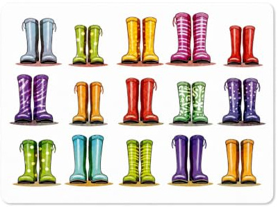 Kindermotiv Platzset mit Korkunterseite – 40 x 30 cm, 1x Bunte Stiefel | langlebende Alternative zu Tischdecken – Schützt den Esstisch vor Kratzern – Pflegeleichter Eyecatcher – Seaside No.64