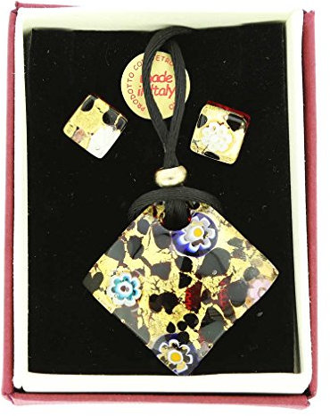 Glass Of Venice Venezianische Reflexionen Halskette und Ohrringe Set - Gold Millefiori