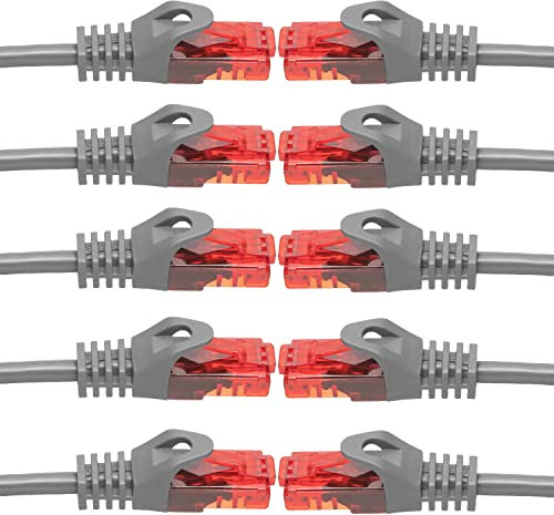 BIGtec 10 Stück – 0,25m LAN Kabel Netzwerkkabel Patchkabel Ethernet 2 x RJ45 Stecker High Speed grau kompatibel zu Cat.5 Cat.6 Cat.7 Cat.8 Switch Router Modem Patchpanel Access Point Patchfeld