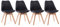 Happy Garden Lot de 4 chaises de Salle à Manger Style scandinaves Nora Noires avec Coussin, chaises de Cuisine, chaises rembourrées, Pieds en Bois de hêtre Massif