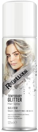 Glitter Hair Colour Spray, Silver Sparkle, 125ml, Loose