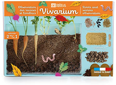 Radis et Capucine - Vivarium et Terrarium d'Observation des Racines Et des Lombrics Jardinage Enfants