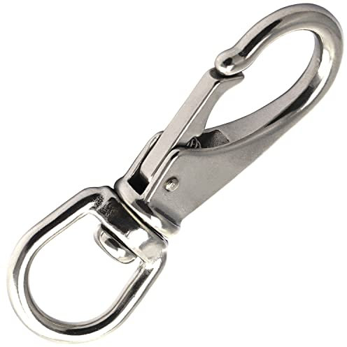 OPIOL QUALITY® Wirbelkarabiner 19x100 mm aus Edelstahl A4 V4A (1 Stück) Augwirbelhaken Karabinerhaken Karabiner Schnapphaken Haken mit Drehgelenk Wirbelauge