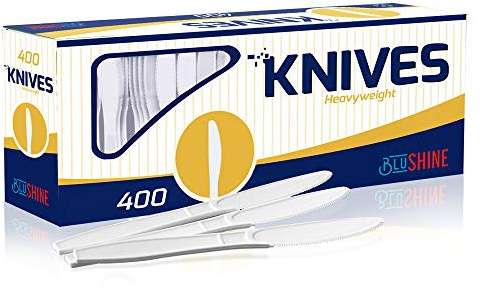 BluShine Extra Heavy Duty Plastic Knives, Disposable Bulk Cutlery