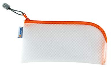 HERMA Dokumententasche mit Reißverschluss, kleine wasserdichte Reißverschlusstasche, verschließbare Dokumentenmappe aus Kunstoff mit Zipper, halb-transparent, 23 x 11 cm, orange
