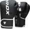 RDX Boxhandschuhe, Muay Thai Kickboxen Sparring, Maya Hide Leder Kara Boxing Gloves Männer Damen, Boxsack Punchinghandschuhe, Kickboxhandschuhe MMA Kampfsport Training Schwarz Adult 8 10 12 14 16oz