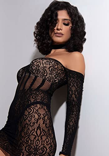 LEG AVENUE Damen Kleider-8696622001 Negligé, Black, One Size