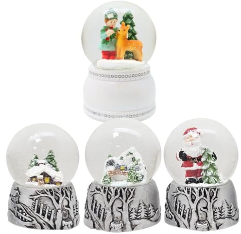 4er Set Mini-Schneekugeln | Winter Weihnacht | B: 45mm | 2-263x-311abc | Breite: 4,5 cm, Höhe: 6,5 cm | Winter & Weihnachten | Weihnachtsdekoration | Wichtelgeschenk | teilweise Luftblase