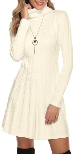 Gyabnw Women's Jumper Dress Long Sleeve Crew Neck Knitted | Long sleeve design, crew neckline, knitted texture, jumper dress styling, for winter wear, cold season dress styling